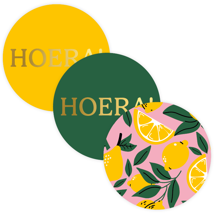 Stickers Lovely Lemons het de tekst hoera in groen en geel