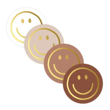 Set stickers met smileys in verschillende bruintinten met goudfolie