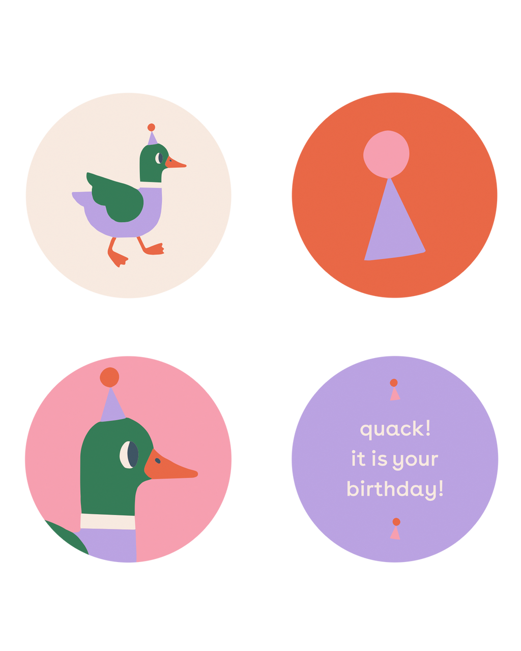 Verjaardagsstickers met eenden