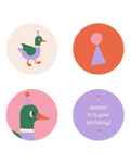 Verjaardagsstickers met eenden