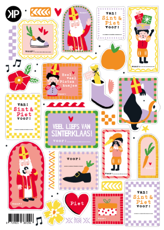 Stickervel met labelstickers voor sinterklaascadeautjes